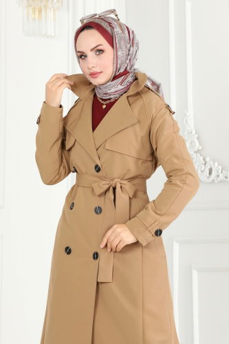 moda selvim TRENCHCOAT 6126BSK463 Latte - Thumbnail