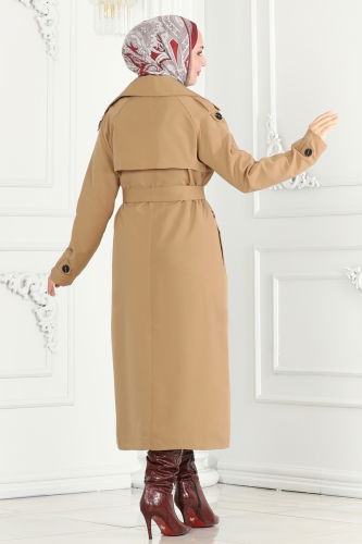 moda selvim Trenchcoat 6126BSK463 Latte - Thumbnail