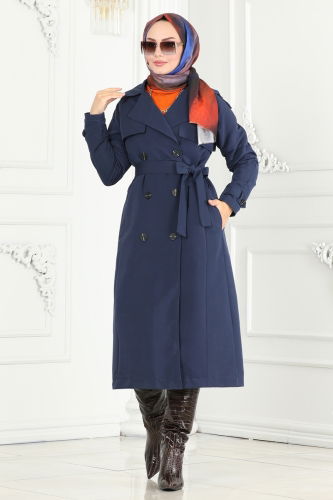 moda selvim TRENCHCOAT 6126BSK463 Navy Blue - Thumbnail