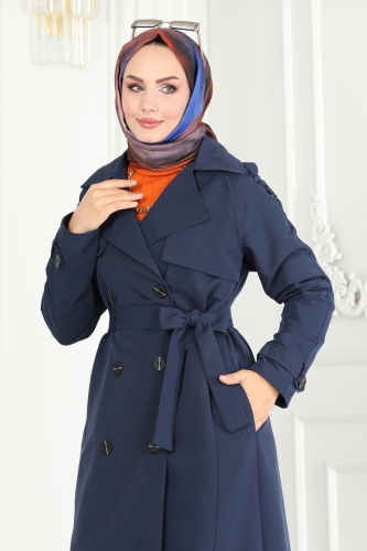 moda selvim TRENCHCOAT 6126BSK463 Navy Blue - Thumbnail