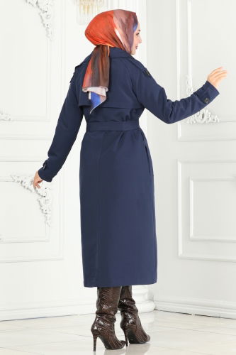 moda selvim TRENCHCOAT 6126BSK463 Navy Blue - Thumbnail