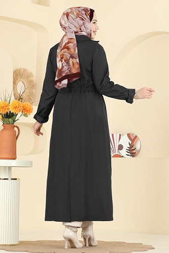 moda selvim Trenchcoat 6223ANT466 Black - Thumbnail