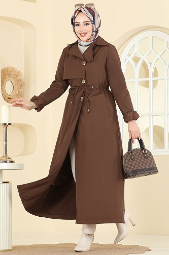 moda selvim Trenchcoat 6223ANT466 Brown - Thumbnail