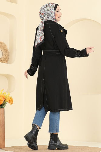 moda selvim ترانشكوت أسود 6226ANT466 - Thumbnail