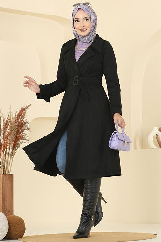 moda selvim ترانشكوت أسود 6246BSK463 - Thumbnail