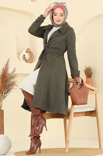 moda selvim Trenchcoat 6246BSK463 Khaki - Thumbnail