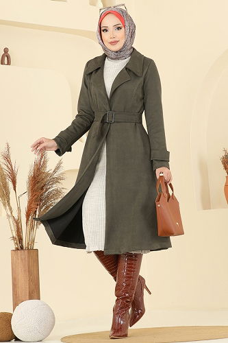 moda selvim Trenchcoat 6246BSK463 Khaki - Thumbnail