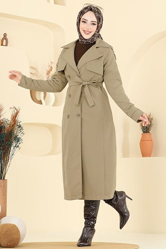 moda selvim ترانشكوت أخضر عشبي 6248BSK463 - Thumbnail