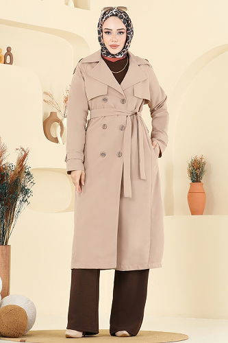 moda selvim Trenchcoat 6248BSK463 Beige - Thumbnail