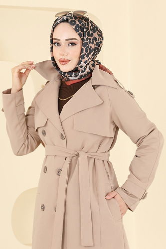 moda selvim Trenchcoat 6248BSK463 Beige - Thumbnail