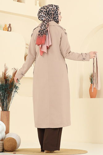 moda selvim Trenchcoat 6248BSK463 Beige - Thumbnail