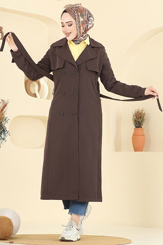 moda selvim Trenchcoat 6248BSK463 Brown - Thumbnail