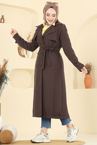 moda selvim Trenchcoat 6248BSK463 Brown - Thumbnail