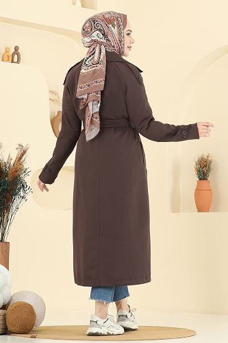 moda selvim Trenchcoat 6248BSK463 Brown - Thumbnail
