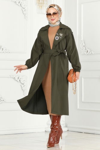 moda selvim Trenchcoat 639MSM187 Khaki - Thumbnail