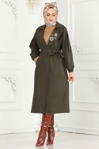 moda selvim Trenchcoat 639MSM187 Khaki - Thumbnail