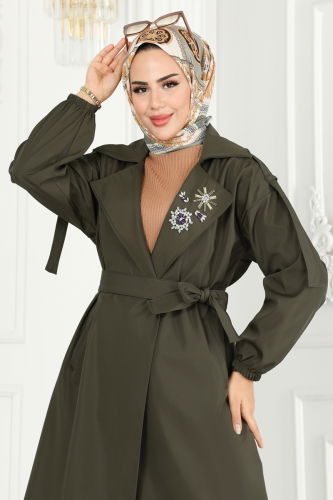 moda selvim Trenchcoat 639MSM187 Khaki - Thumbnail