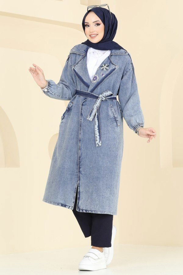 Trenchcoat 639MSM187 Washed Jeans - 3