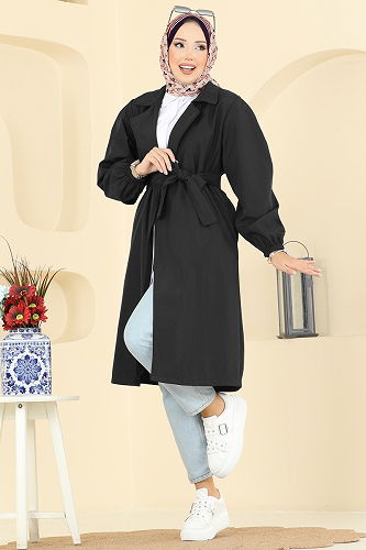 moda selvim ترانشكوت أسود 8005TEG847 - Thumbnail