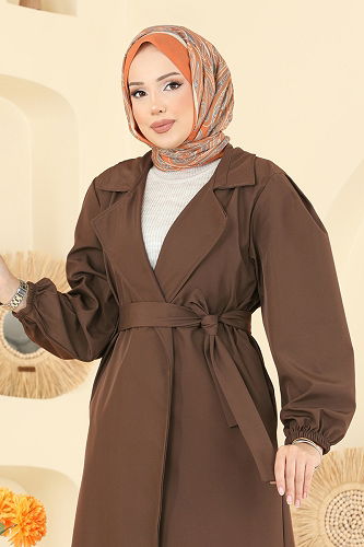 moda selvim Trenchcoat 8005TEG847 Brown - Thumbnail