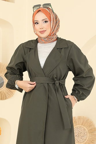 moda selvim Trenchcoat 8005TEG847 Khaki - Thumbnail