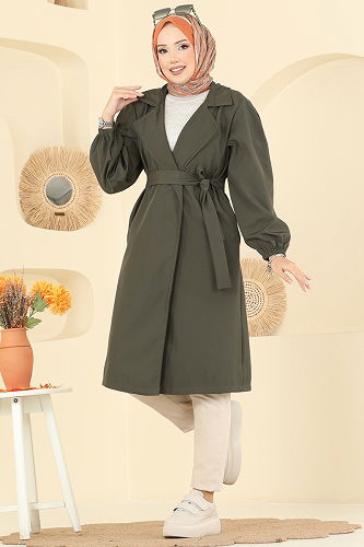 moda selvim ترانشكوت اخضر عفني 8005TEG847 - Thumbnail