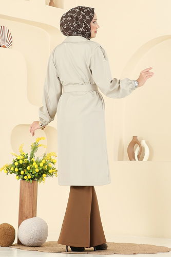 moda selvim Trenchcoat 8005TEG847 Stone - Thumbnail