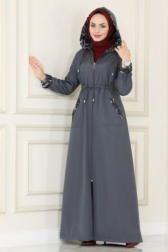 moda selvim Trenchcoat ASM2411 Anthracite - Thumbnail