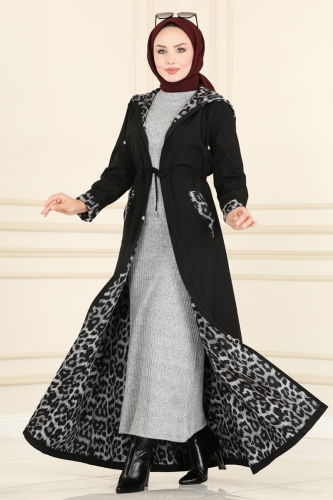 moda selvim Trenchcoat ASM2411 Black - Thumbnail