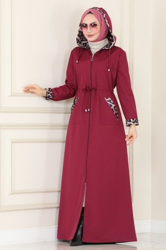 moda selvim Trenchcoat ASM2411 Damson - Thumbnail