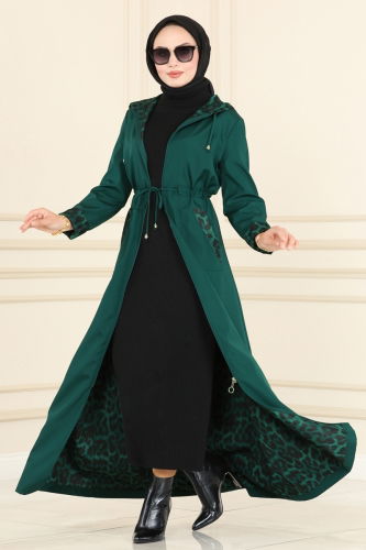 moda selvim Trenchcoat ASM2411 Emerald - Thumbnail