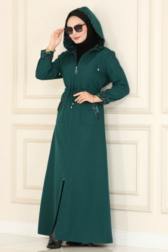 moda selvim Trenchcoat ASM2411 Emerald - Thumbnail