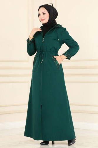 moda selvim Trenchcoat ASM2411 Emerald - Thumbnail