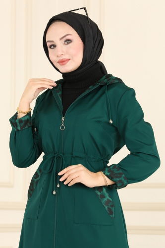 moda selvim Trenchcoat ASM2411 Emerald - Thumbnail