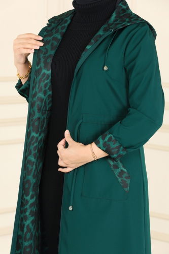 moda selvim Trenchcoat ASM2411 Emerald - Thumbnail