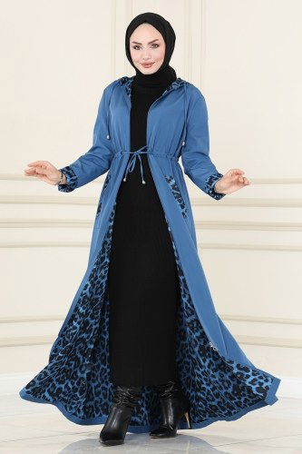 moda selvim Trenchcoat ASM2411 Indigo - Thumbnail