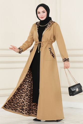 moda selvim Trenchcoat ASM2411 Latte - Thumbnail