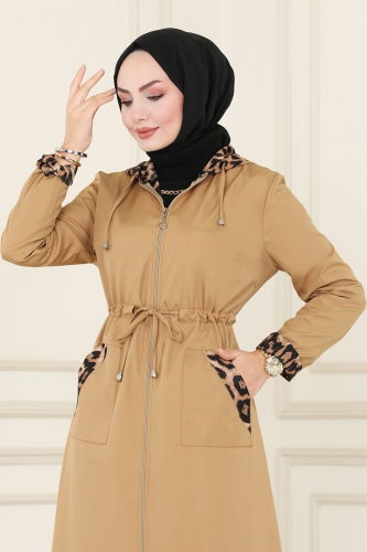 moda selvim Trenchcoat ASM2411 Latte - Thumbnail