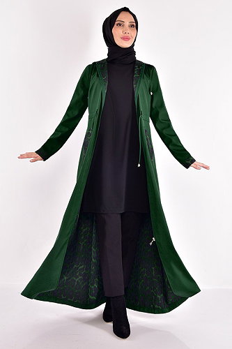 moda selvim Trenchcoat ASM2411-M Emerald - Thumbnail