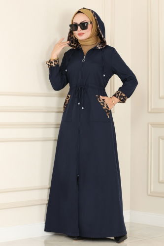 moda selvim Trenchcoat ASM2411 Navy Blue - Thumbnail