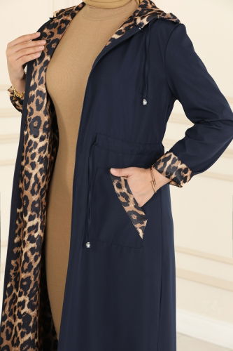 moda selvim Trenchcoat ASM2411 Navy Blue - Thumbnail