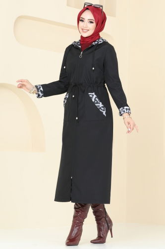 moda selvim Trenchcoat ASM2659 Black - Thumbnail