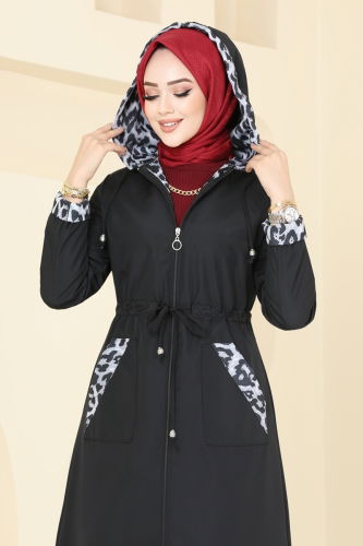 moda selvim Trenchcoat ASM2659 Black - Thumbnail