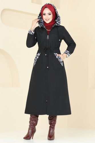 moda selvim Trenchcoat ASM2659 Black - Thumbnail