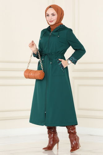 moda selvim Trenchcoat ASM2659 Emerald - Thumbnail