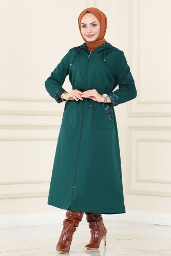 moda selvim Trenchcoat ASM2659 Emerald - Thumbnail