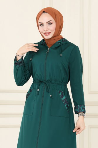 moda selvim Trenchcoat ASM2659 Emerald - Thumbnail