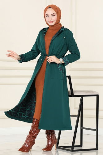 moda selvim Trenchcoat ASM2659 Emerald - Thumbnail