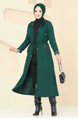 moda selvim Trenchcoat ASM2659 Emerald - Thumbnail