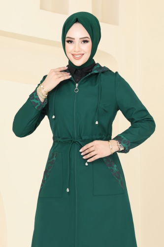 moda selvim Trenchcoat ASM2659 Emerald - Thumbnail